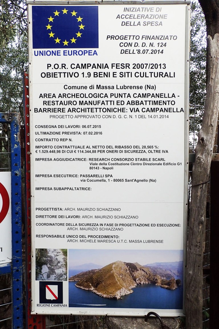 Via Campanella, tabella di cantiere